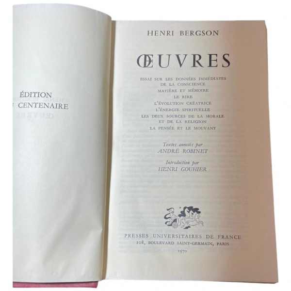 Oeuvres (1970) de Henri Bergson; Editora Presses Univer