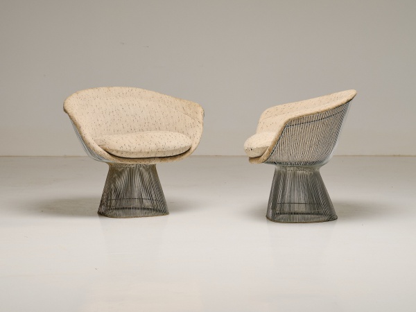 Warren Platner - Par de poltronas Warren Platner em fios de aço