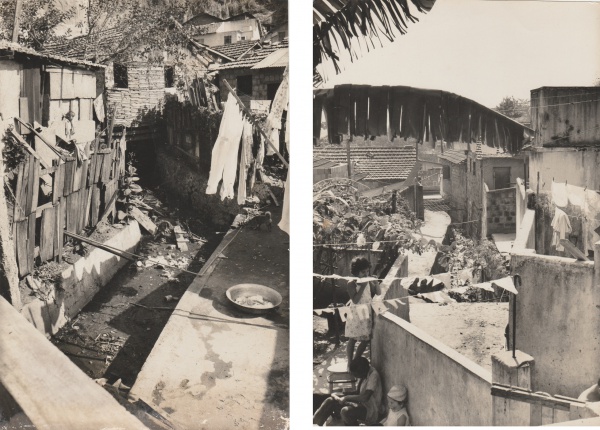(2) Fotografias retratando aspectos de favela carioca. Dimensões 16 X 23 cm. Bem conservadas.