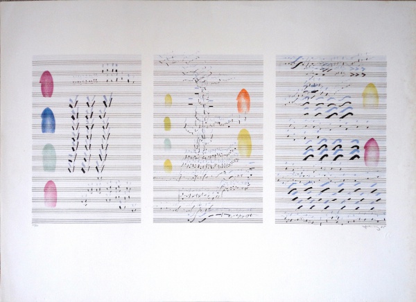 Paulo Garcez, Sem Título (Variações Musicais), litografia a cores, 26/50, 50 x 70 cm, 1985. Exposta