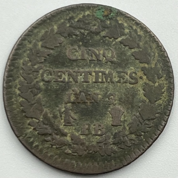 Moeda França 5 francos Lan7 (1798-99) bronze (STASBOURG) 