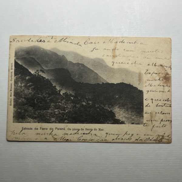 Cartão postal, estrada de ferro do Paraná, os picos da serra do mar, editor Max Rosner, Curitiba
