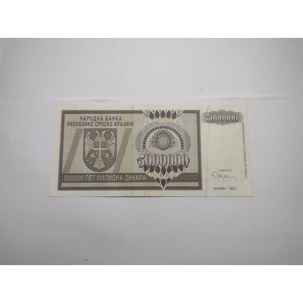 Cédula 1.000.000 dinars Croacia 1993