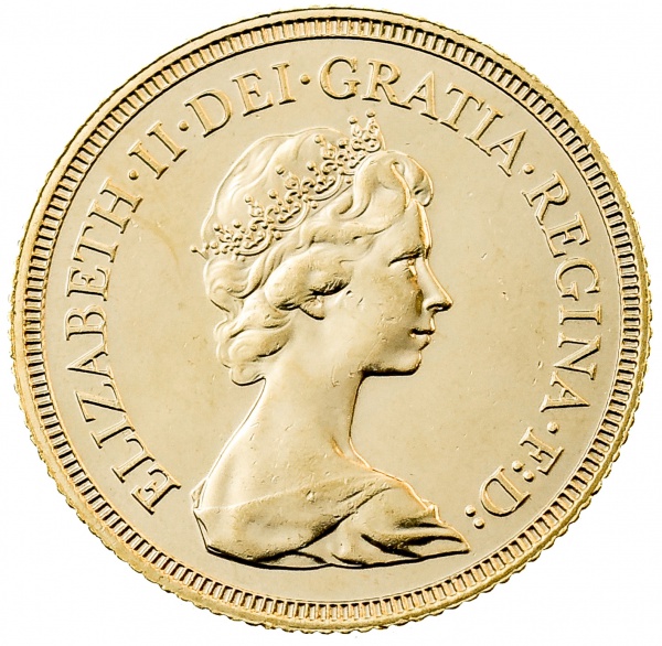 Moeda da Inglaterra - 1 Libra / Sovereign - Elizabeth II - 1981 - Ouro (.916)  7.98 gr  22 mm - KM