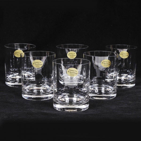 HERING - 06 copos para whisky dito short drink em cristal europeu translúcido. Med: 10cm