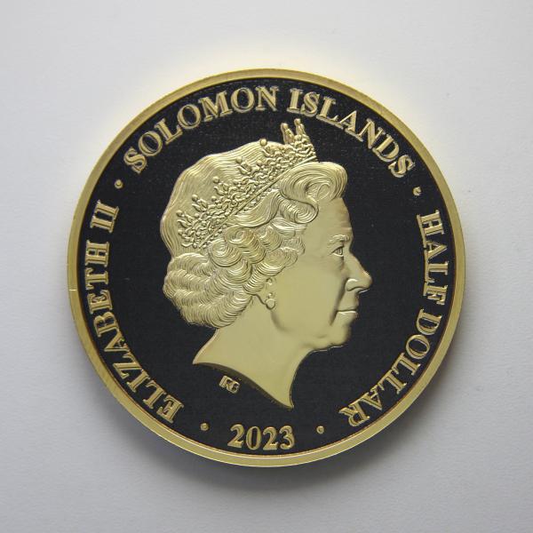 Moeda das Ilhas Salomão - Half Dollar - 2023 38 gr - 45 mm