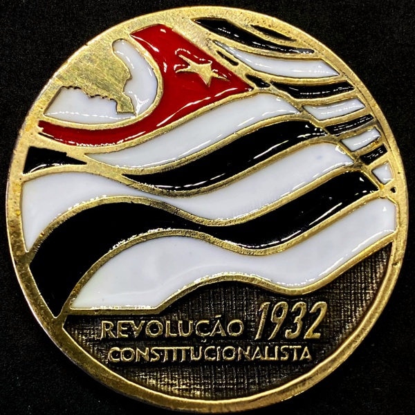 Medalha REVOLUÇÃO CONSTITUCIONALISTA DE 1932 - Revolução Paulista - Colorida - Edição limitada de apenas 100 unidades - 50mm de diâmetro