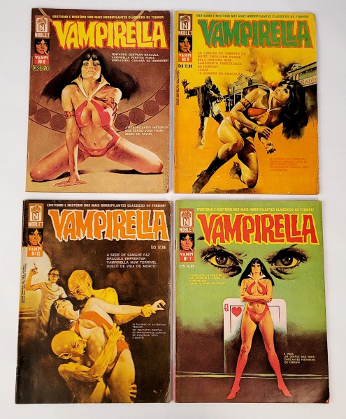 Quatro Revistas Vampirella Nº8, Nº 9, Nº 10, Nº 7.Revistas em bom estado com marcas do tempo e desgastes. Medidas: 29 x 20 cm