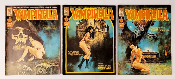 Três Revistas Vampirella Nº6, Nº 4, Nº 5. .Revistas em bom estado com marcas do tempo e desgastes. Medidas: 28 x 21 cm