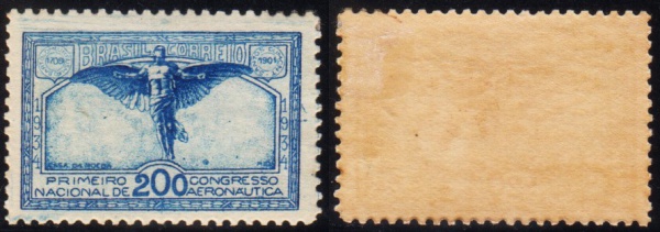 SELO COMEMORATIVO: 1934 – CONGRESSO NACIONAL DE AERONAUTICA. RHM: C-65. MINT.