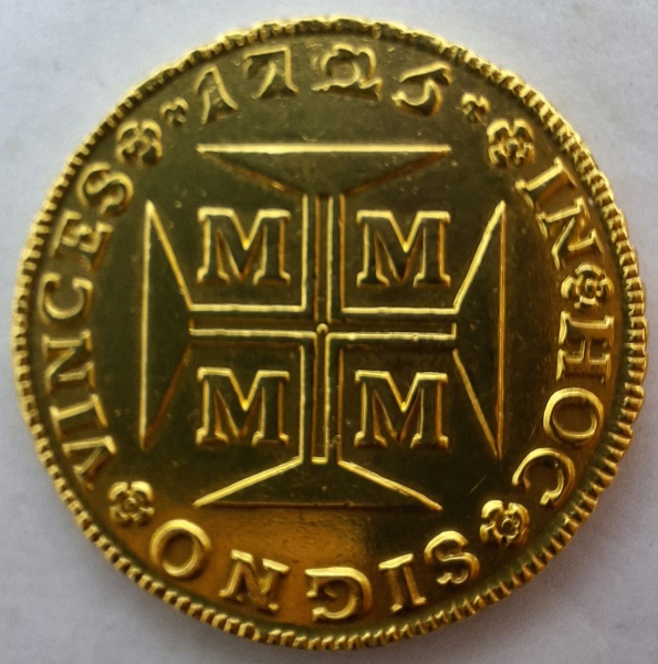 Moeda de ouro Brasil Colonia 25.6gr/10.000 réis/ 1725- Série dos Dobrões