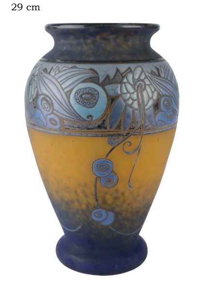André Delatte - Nancy Dellate (Châtenois, Vosges - França.1887-1953). Elegante vaso bojudo francês e