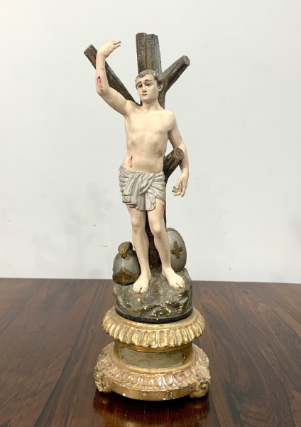ARTE SACRA- A. A. ESTRELLA - PORTO - Bela escultura representando "São Sebastião" português