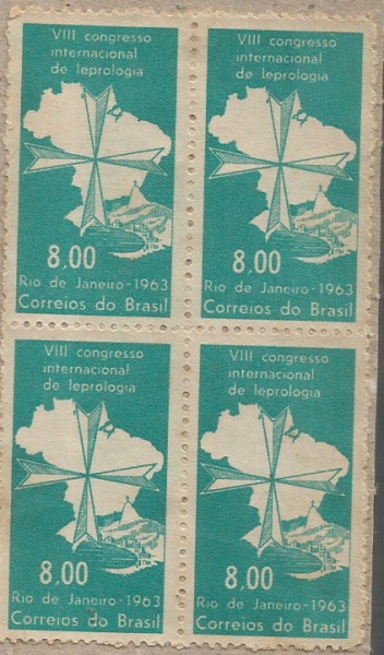BRASIL. QUADRA  EM ESTADO MINT DE CONSERVAÇAO, VIII, CONGRESSO INTERNACIONAL DE LEPROLOGIA, ANO 1963