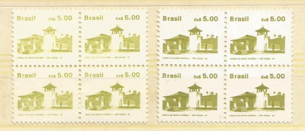 13 - BRASIL - Ano 1987 - Selo R-649 em Quadra com variedade de Cor - Mint
