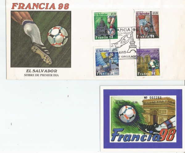 03 - EL SALVADOR - Ano 1998 - Envelope 1º Dia + Bloco Comemorativos e Edital - Mint