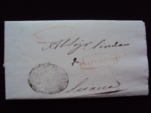 Filatelia Estrangeira. Carta Folded pré filatélica da Itália, de 1850.