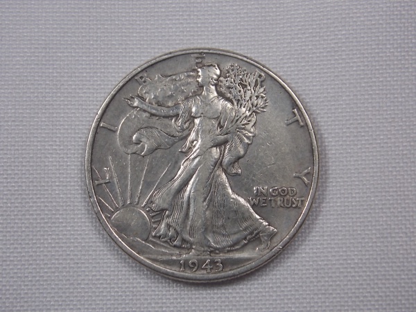 Numismática. Moeda de Prata dos Estados Unidos Half Dollar 1943