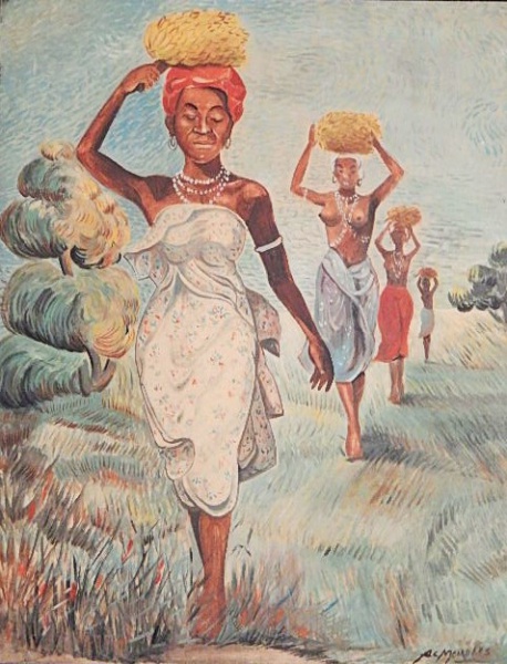 Quadro do artista A C Meireles , óleo sobre tela , mulh