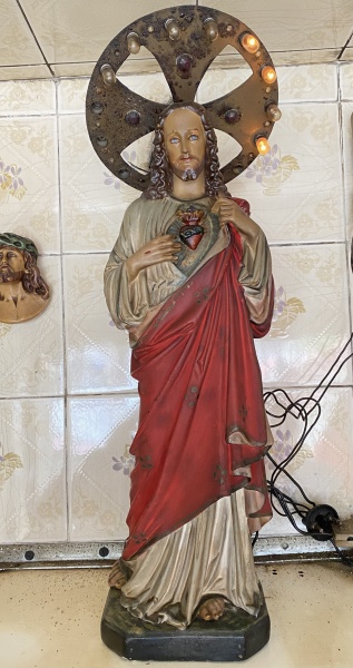 ARTE SACRA - Sagrado coração de Jesus, belíssima imagem de origem portuguesa ricamente trabalhada, b