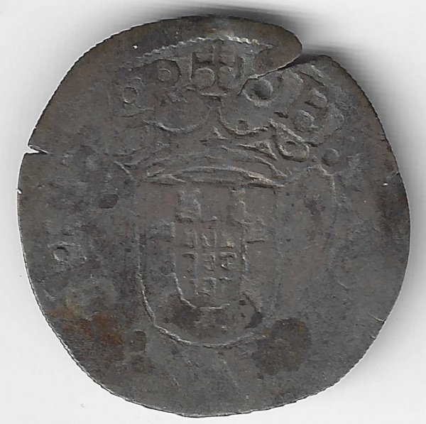 Moeda de Portugal cunhada entre os anos de 1558 à 1578 com valor facial em 1 Vintém S  Sebastião