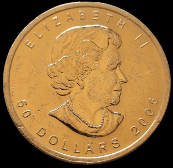 Canadá - 2006  - 50 Dólares - Folha de bordo - Ouro 0.999, 31.103g,  30mm - 1 Onça de ouro puro - va