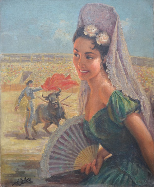 José Malhoa, Tourada - óleo sobre tela - med. 72,5 x 60 cm