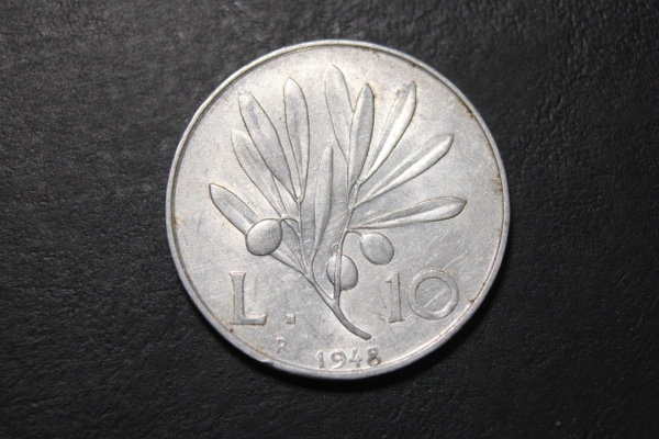 moeda da Itália, 10 liras de 1948 rara, R$ 60,00