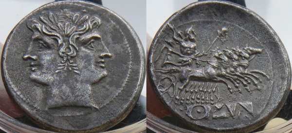 Maravilhoso QUADRIGATUS de prata da republica romana . Quadrigatus circa 225-214, AR 22.90 mm., 6.43