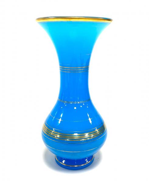 OPALINA BACCARAT - Fabuloso vaso em opalina francesa na cor azul
