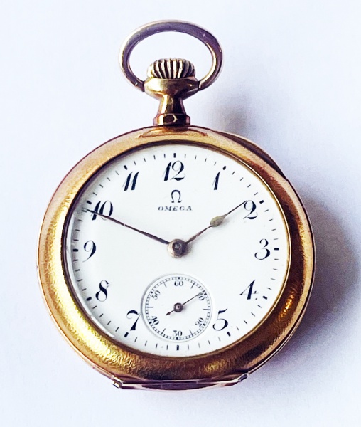 OMEGA - antigo relógio Suiço modelo Grand Prix - Paris 1900, numerado c/ caixa em ouro 18 K contrast