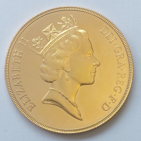 Moeda de ouro estrangeira, Inglaterra, 2 libras, 1987, 16gr, flor de cunho