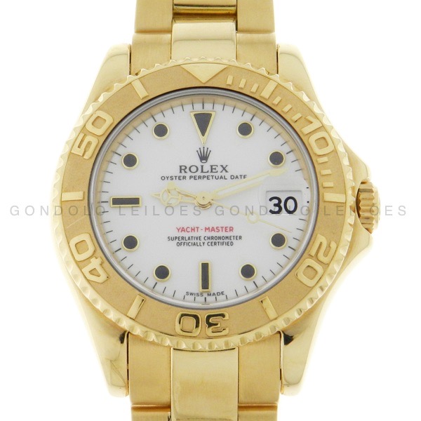 Relógio Rolex Oyster Perpetual Date Yatch Master - Ref 68628 - Caixa em Ouro Amarelo 18K 750 - Pulseira em Ouro Amarelo 18K 750 - Tamanho da caixa: 35mm - Funções: Horas - Minutos - Segundos - Calendário - Movimento: Automático - Visor: Cristal de Safira - Referência 68628 MidSize - Relógio letra S ano de fabricação 1994 - Acompanha: Certificado de revisão na Rolex