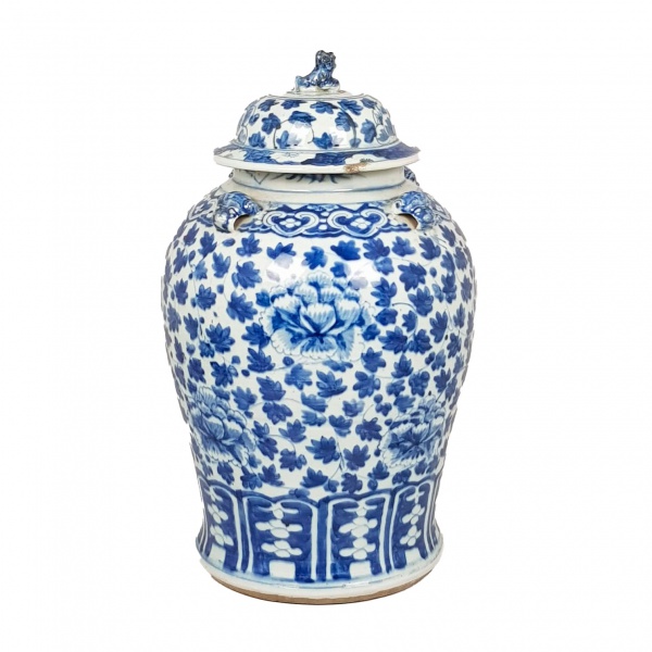 Potiche de porcelana chinesa da Cia das Índias. Dinastia Qing, reinado Qianlong (1736-1795), decoraç