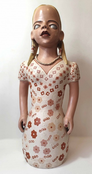 Zezinha - Arte Popular | Boneca | Escultura em cerâmica | 48cm de altura | Assinada