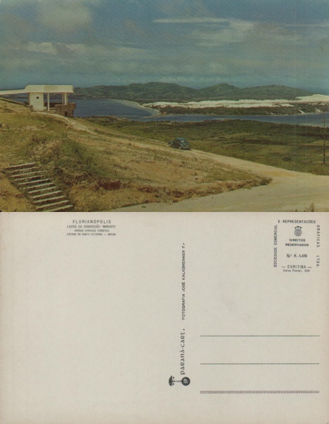 Cartão Postal Florianópolis, SC -  Lagoa da Conceição e Mirante, Editora Paranacart ref. K-1419, sem