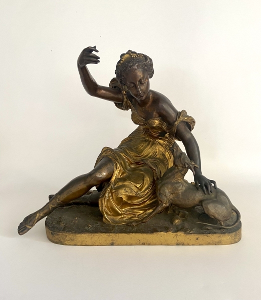 Nicolas Lecornet (França, Século XIX). Excelente escultura em bronze patinado e dourado , representa