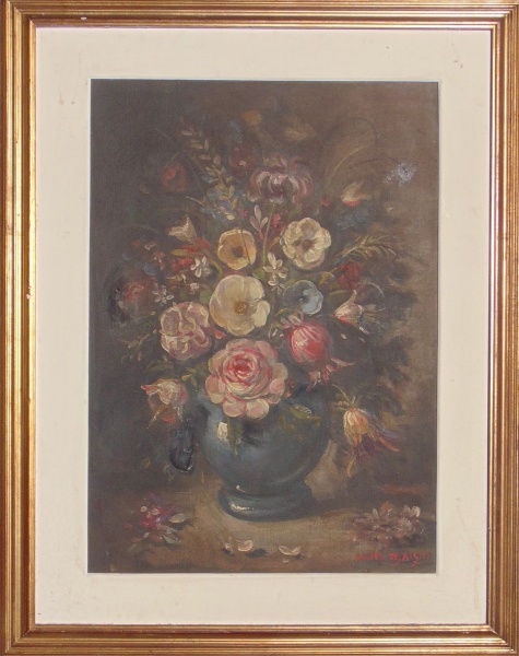 ANITA MALFATTI, óleo sobre tela. "Vaso  com flores", medindo: 70 x 50 cm. A.c.i.d (S.M.J) -