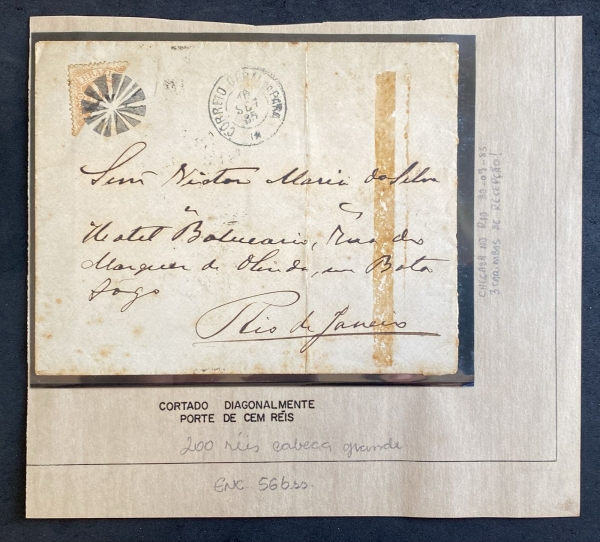Bissetado - Carta circulada de Conceição do Casca (MG) para o Rio de Janeiro, em 26 Ago 1885. 1º Por
