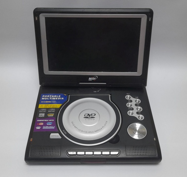 Dvd player portátil Midi Japan modelo MD-9002GTVD. Liga, acende a