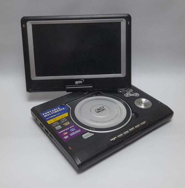 Dvd player portátil Midi Japan modelo MD-9002GTVD. Liga, acende a