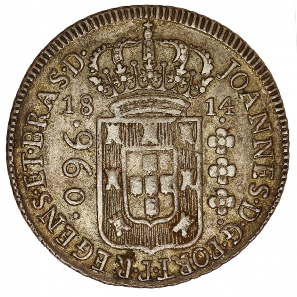 Moeda do Brasil - Colonia - 960 Reis - 1814 B (Bahia) - D. João, Príncipe Regente  - Prata - Cat AI P.399