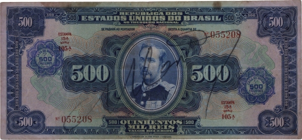 Cédula do Brasil - 500 cruzeiros - 1942 - C008a - MBC+