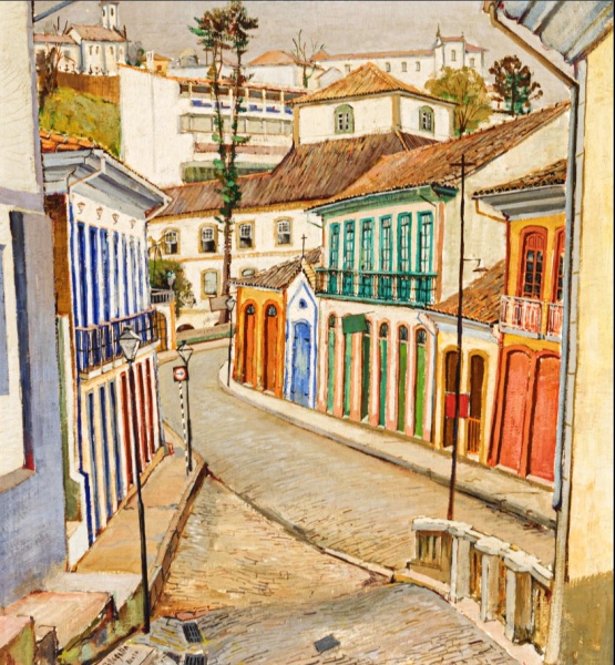 OMAR PELLEGATTA (1925 - 2000) Título: Rua São José Técnica: óleo sobre tela Medidas: 65 x 54 cm Assi