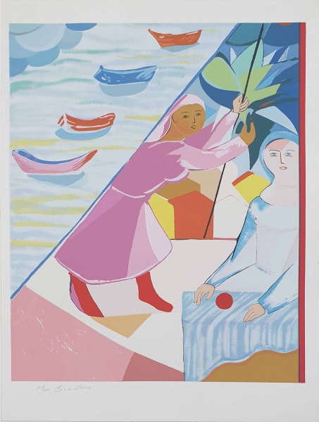 Cícero Dias | Mulheres e Barcos | Serigrafia 111/200 | 75x55cm | ACIE