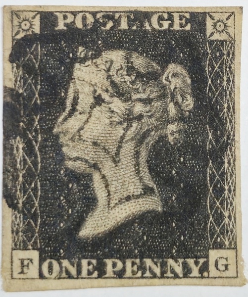 Inglaterra - Raro selo "PENNY BLACK" usado e com belo carimbo.