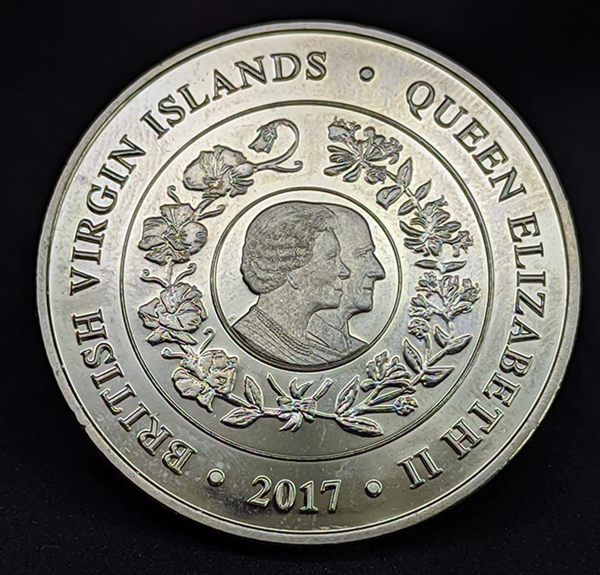 Ilhas Virgens Britânicas  1 dólar, 2017 -  Série: Casamento de Platina - Aniversário de casamento da