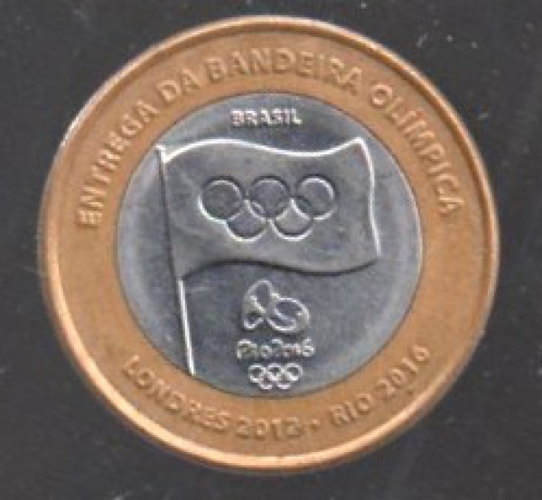 MOEDA ENTREGA DA BANDEIRA OLÍMPICA 2016
