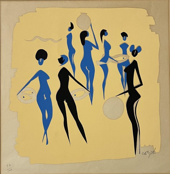 CARYBÉ ( Lanús, Argentina 1911 - Salvador BA 1997 ) - Rara gravura intitulada "Mulheres nuas"