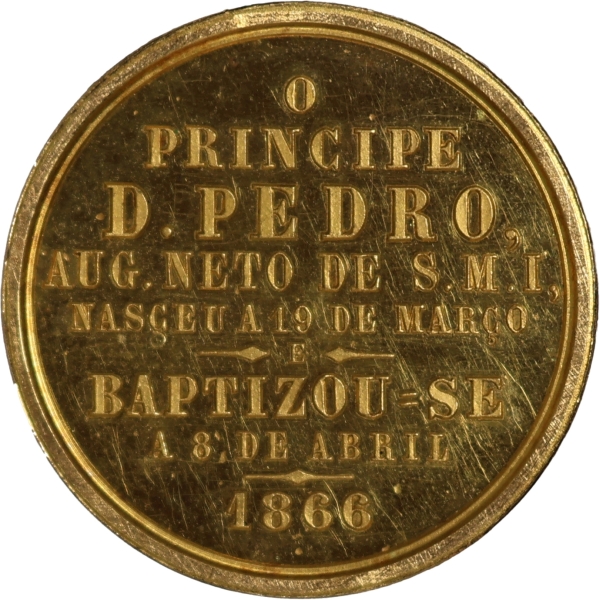 Medalha do Brasil - 1866 - OURO (.917) - 7.6 g - 20 mm - O principe D. Pedro, aug. neto de S. M. I.,